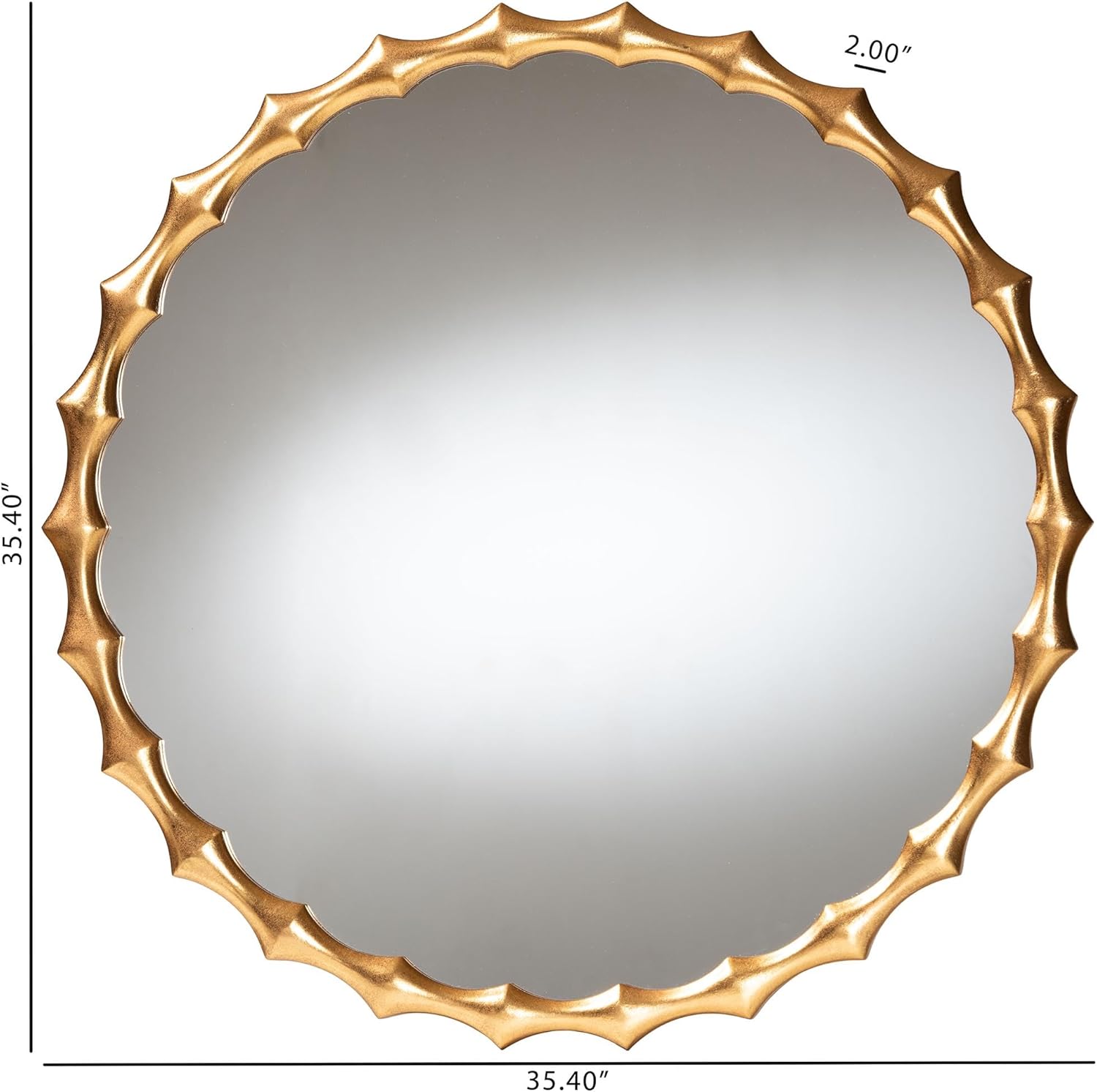 Baxton Studio Everette Accent Wall Mirror with Bamboo-Looking Border, Round, Antique Goldleaf