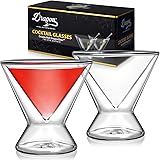 Dragon Glassware Stemless Martini Glasses - 7 oz Clear Set of 2 - Double Wall Insulated Cocktail Glass Set - Unique and Fun Gift for Espresso Martini Lovers 2 Count (Pack of 1) Clear