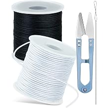 FIVEIZERO 2 Rolls Elastic Bracelet String Total 330 Feet,1.0mm,1.2mm,1.5mm Elastic Cord for Beading Stretchy String with Beading Needle for Bracelets, Sewing, Necklace, Jewelry Making and Crafts