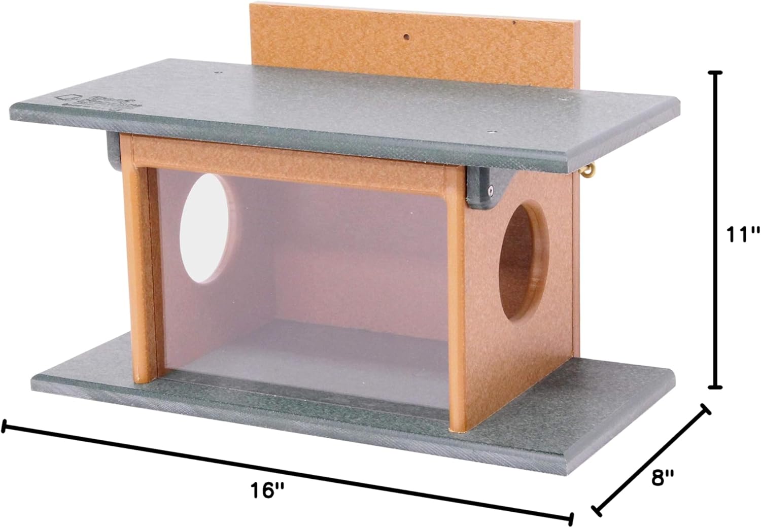 AmishToyBox.com Squirrel Feeder - Feed Squirrels Corn, Peanuts, and Nuts - Easy-Fill Design (Turf Green/Cedar)