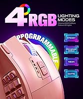 Vista 5 de UtechSmart Ratón inalámbrico Venus Pro MMO para juegos, sensor óptico de 16,000 DPI, modos duales con cable/inalámbrico, iluminación Chroma RGB