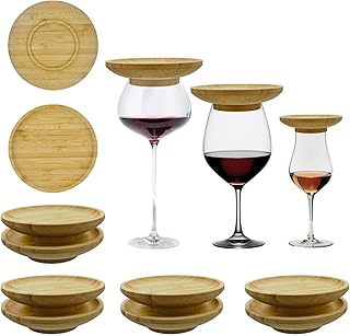 Wine Glass Charcuterie Topper 10pcs, Wine Glass Covers To Keep Bugs Out, Mini Charcuterie Board Topper, Bamboo Appetizer Plates for Christmas Party Family Gatherings Bars Restaurants