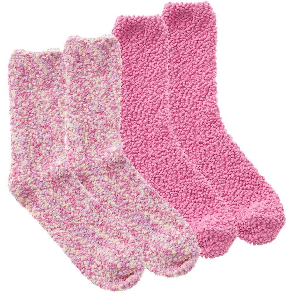 Metzuyan Ladies Chunky Fluffy Winter Lounge Slipper Boot Bed Sock Popcorn Style Pink Size UK 4-8