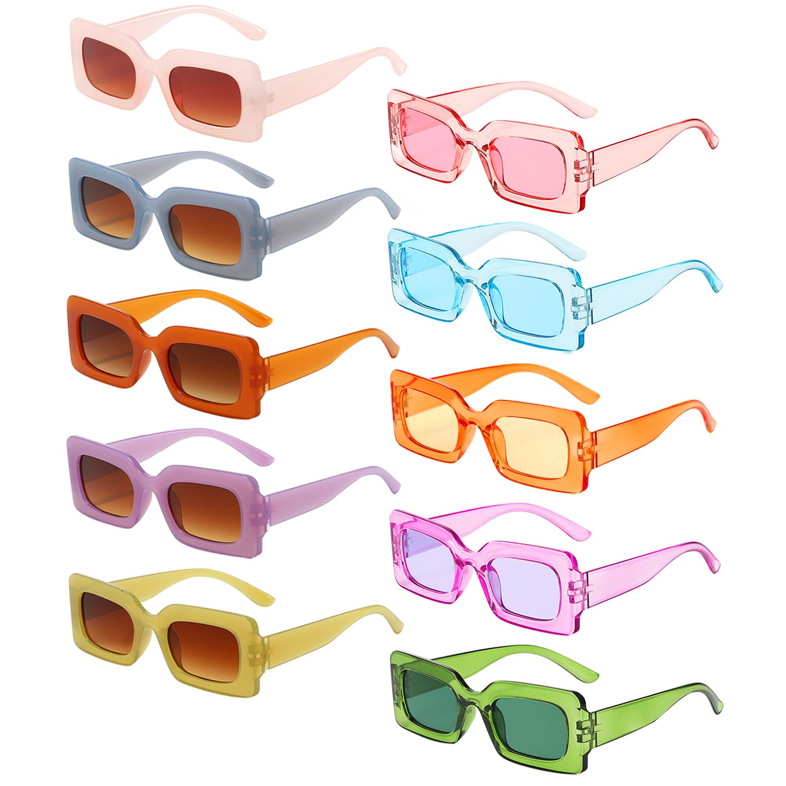 Amazon.com: Geopty 10 Pack Colorful Rectangle Sunglasses  display picture 1