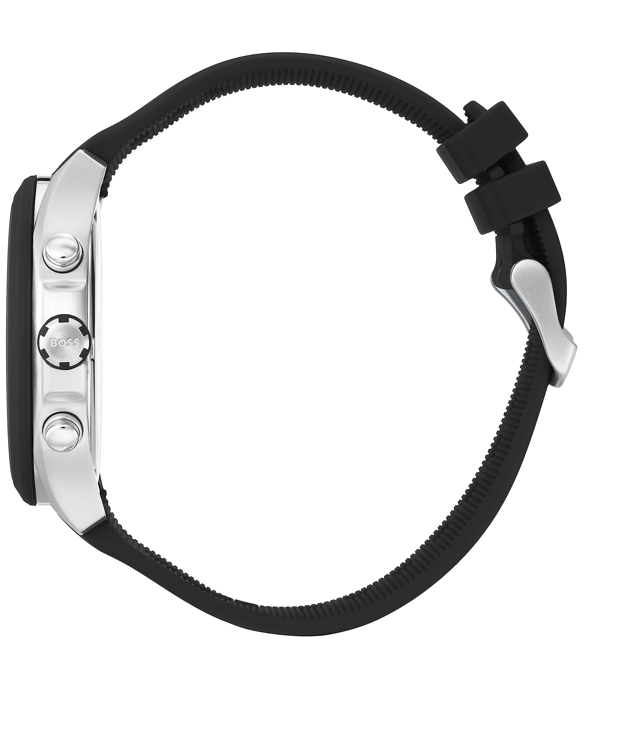 BOSS Herren 44 mm Chronograph Quarz Uhr Velocity Kollektion mit Silikonarmband, Datumsfunktion, 3 Sub-Dials, 5ATM Wasserresistenz