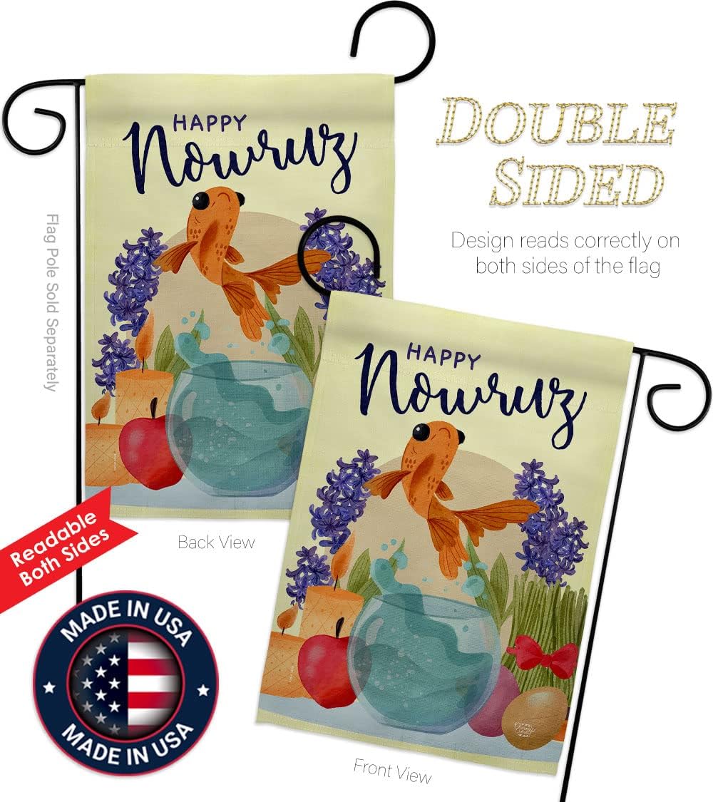 Happy Nowruz Dorm Decor Banner Wall Art Flag Pole Patio Lawn Garden Room Decorations Indoor Outdoor Tapestry Yard Signs Celebration Persian New Year Christian Religion Day Holiday Made in USA