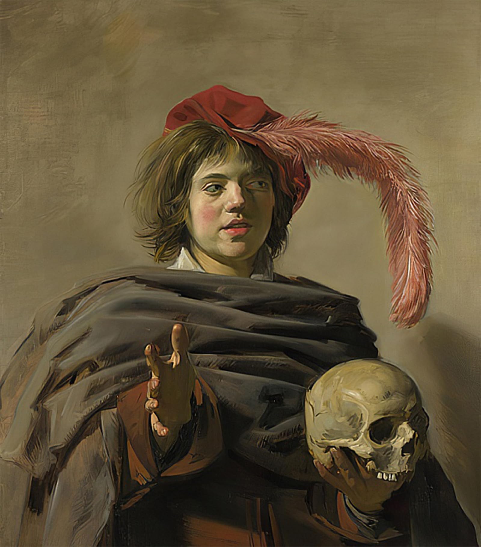 ARTXLXXBN Famous Print Painting Colorful Art Print Young Man Holding a Skull Vanitas by Frans Hals Canvas Art Decorations for Home Decor 60x90cm
