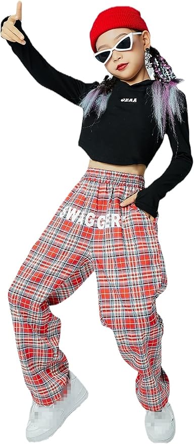 Amazon Co Jp へそ出しキッズダンス衣装 ヒップホップ K Pop 女の子 ジャズ ダンス衣装 演出 普段着 春夏秋 Hiphop ストリート イベント チェック 発表会 応援団 韓国風 練習着 ダンスウェア 子供服 170 J3715トップスのみ 服 ファッション小物