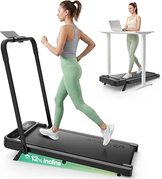 UREVO Strol Smart Walking Pad with 12% Incline/non, Under Desk Treadmill | AI Speed Adjustment, Immersive Route Training, Apple Health sync, 20kg Lightweight, 1-10 km/h, 12% and Non-incline Versions