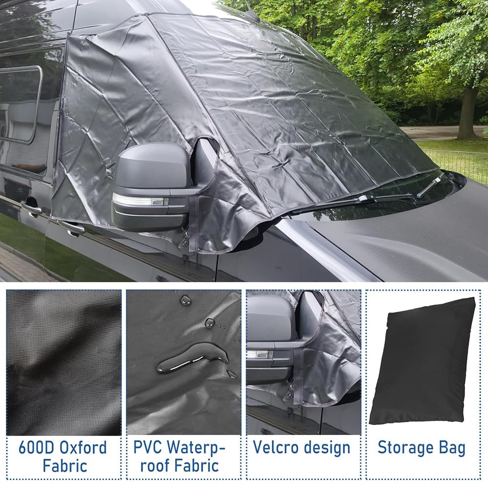 Oscurante Termico per Camper e Furgone Camperizzato per Toyota Proace City Verso (2019-2025 2026), Copertura Parabrezza e Vetri Laterali, Tutte Le Stagioni, Protezione Gelo, Neve e UV,Black