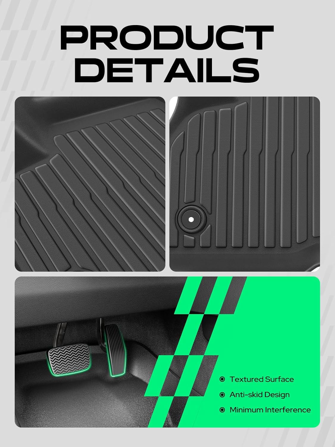YHTAUTO Floor Mats Compatible with Chevrolet Bolt EUV 2022-2024, TPE All Weather Car Mats Waterproof Anti-Slip Odorless Floor Liner, Interior Accessories, 1st Row, Set of 2