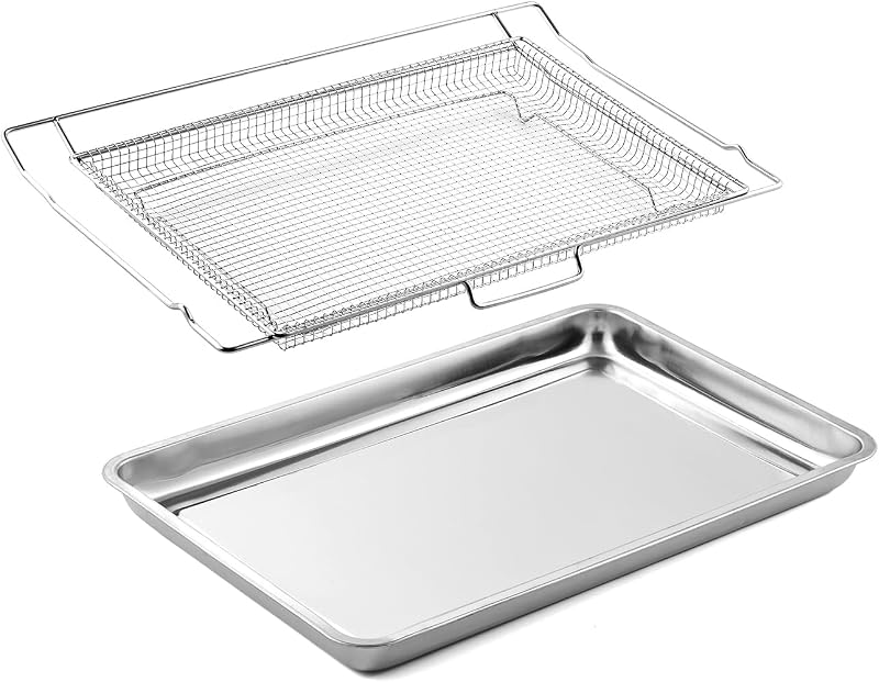 LRAL302S Air Fryer Tray Oven Replacement Parts for LG Air Fryer Basket 304 Stainless Steel Air Fry Tray Air Fryer Rack LRAL303S Oven Rack LDG4313ST LRE3061ST Range Airfryer Basket Rack 1 Pack