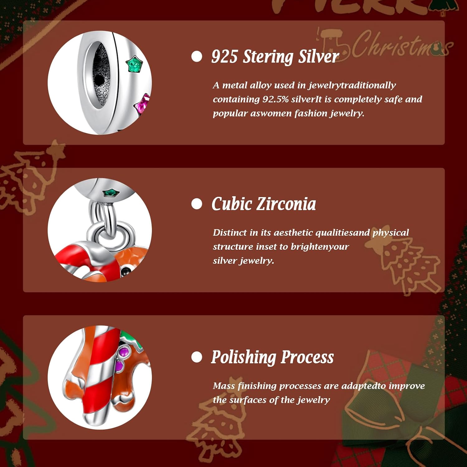 Christmas Gingerbread Man Charms Pendant 925 Sterling Silver Charm Fit Women's Bracelet Necklace Pendant Christmas Birthday Gifts For Family - Image 4