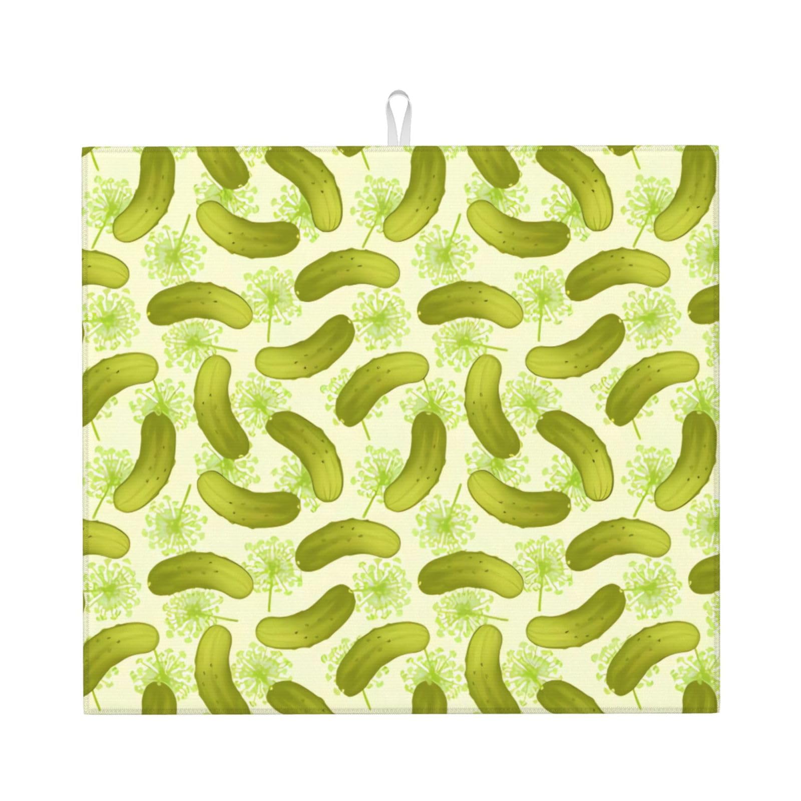 HJFCZH Sushi Dill Pickles Prints Kitchen Drying Mat - Absorbent Dish Drying Throw with Vibrant Prints, Quick-Dry Countertop Layer for Dishes & Appliances - Non-Slip & Foldable