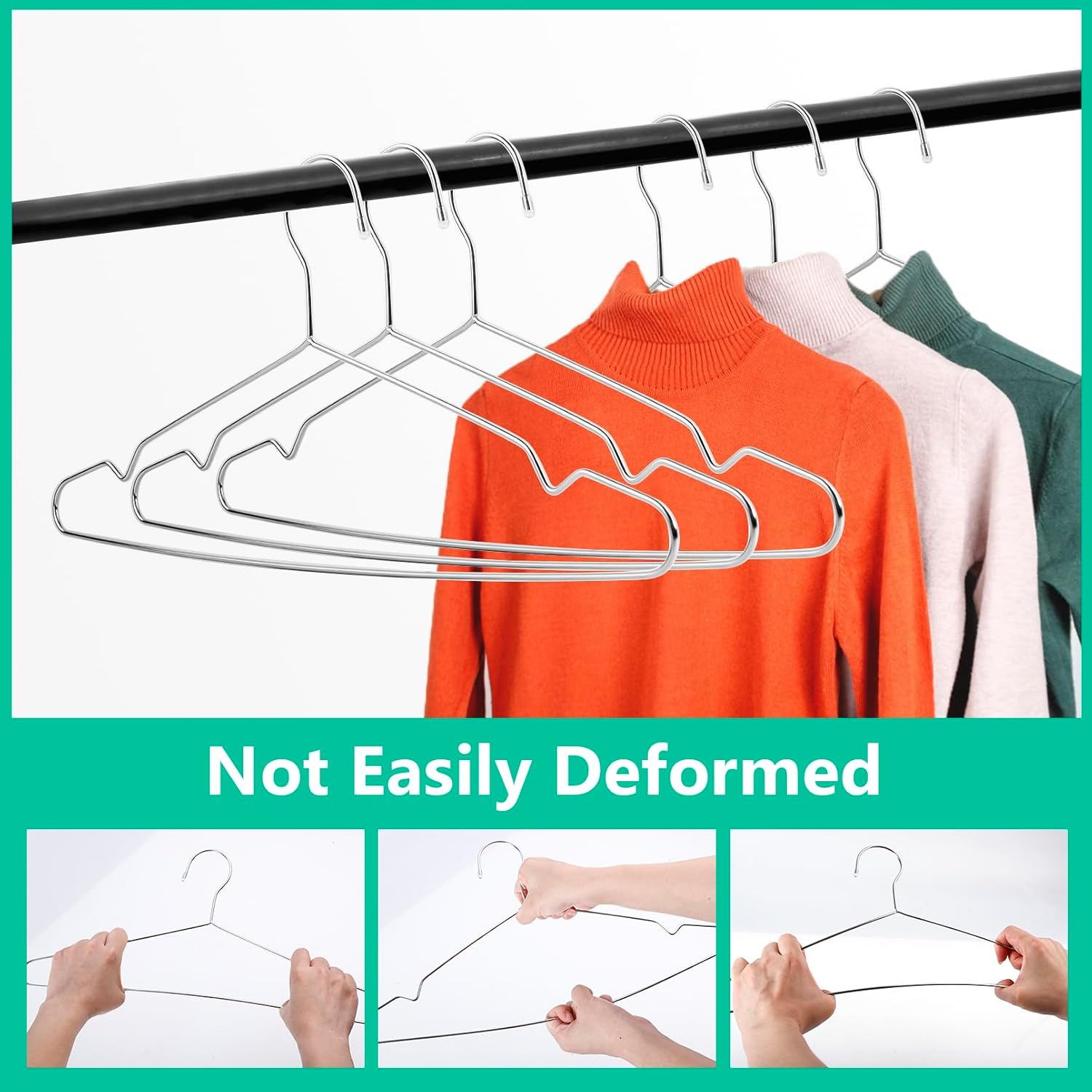 Jeffbaubl 40 Pack Wire Hangers, 16.5 Inch Space Saving Metal Hangers, Stainless Steel Strong Hanger, Heavy Duty Wire Clothes Hanger for Hanging Coats T-Shirt Suits Jackets Shirts