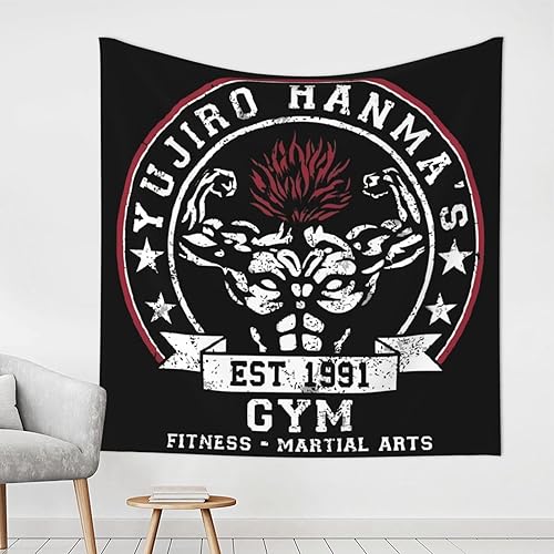 Baki - Tapiz de anime The Grappler, para dormitorio, sala de estar, arte para el hogar, franela suave, decoración para colgar, tapiz de 59 x 59