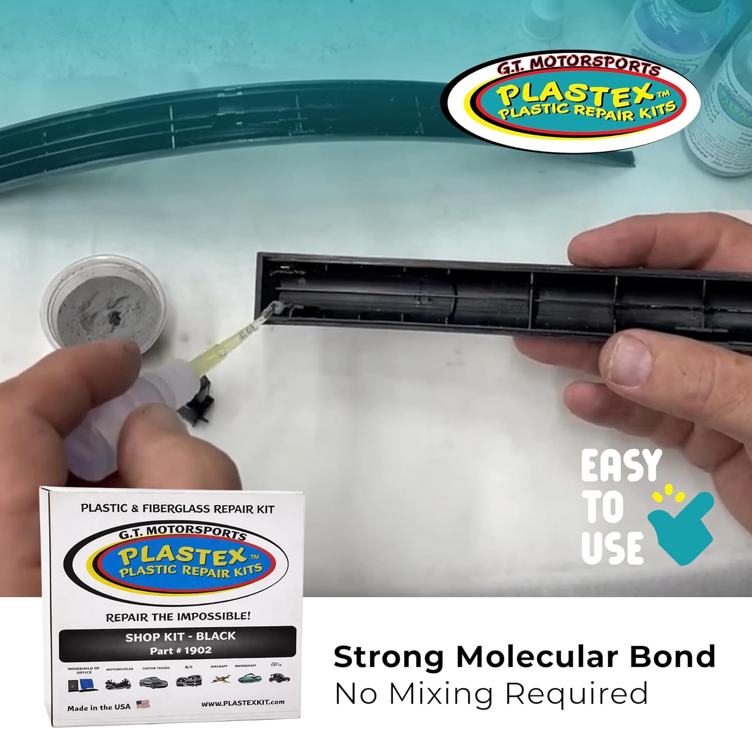Plastex Plastic and Fiberglass Repair - Easily fix, Recreate Broken Plastic, Wood and Much More! Plastex Large/Shop Kit (Black)