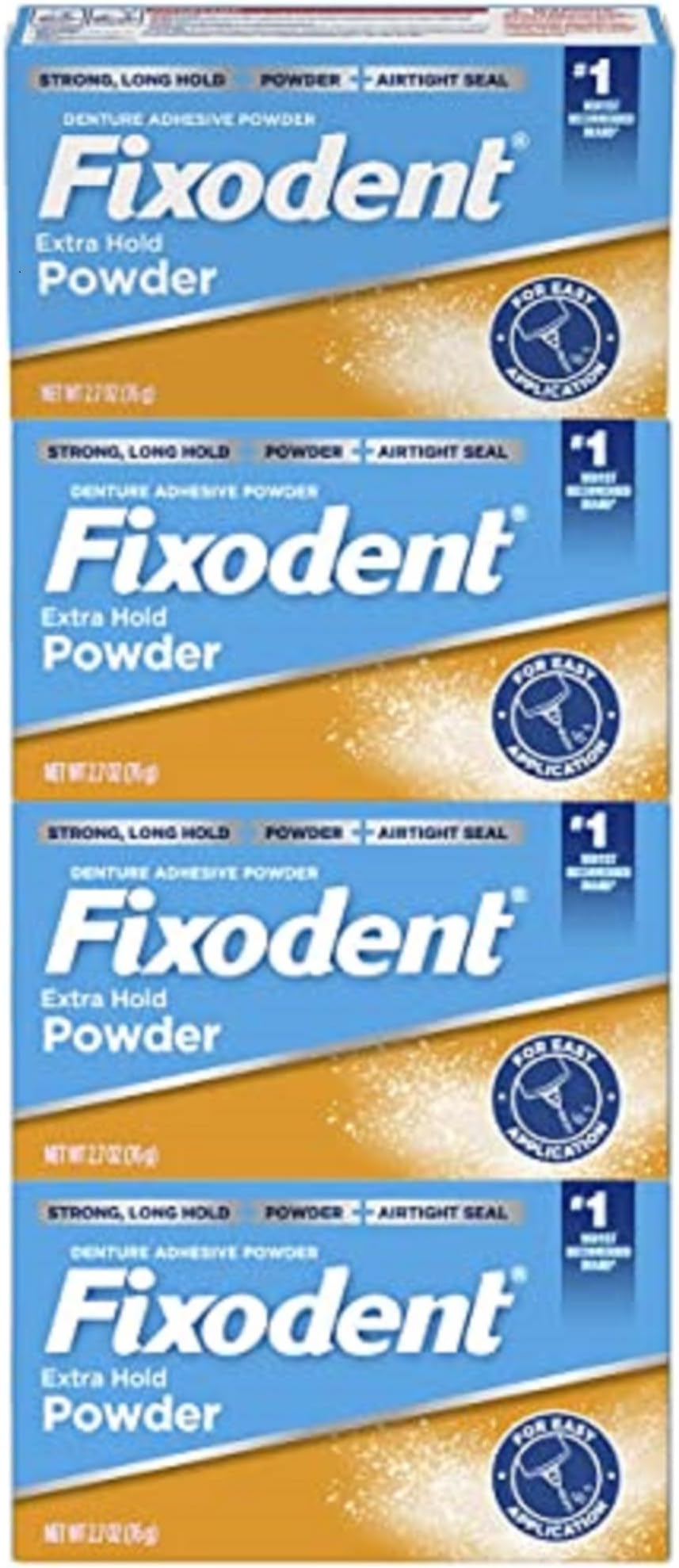 Fixodent Extra Hold Denture Adhesive Powder, 2.7 Ounce (Pack of 4)