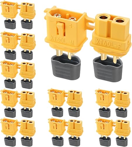 Miniatura 7 de 10 conectores macho Amass XT60E, chapados en oro para drones FPV RC batería/aviones/UAVs, adaptador de enchufe Lipo para drones (amarillo)