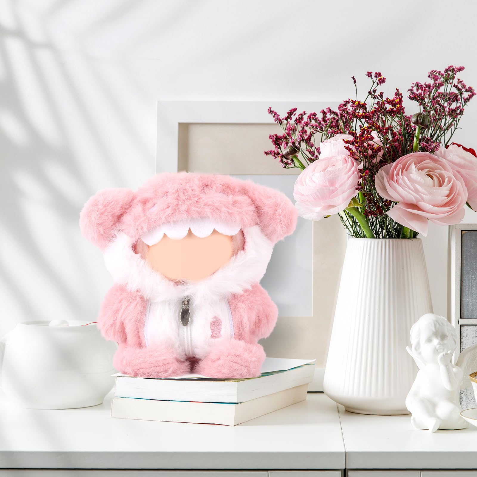 Tinoaly Clothes for Doll Cute Pink Shark Plush Toy Clothes Stylish Outfit Accessories for 6.7in Doll Decoration Display (Cloth Only) - Image 4