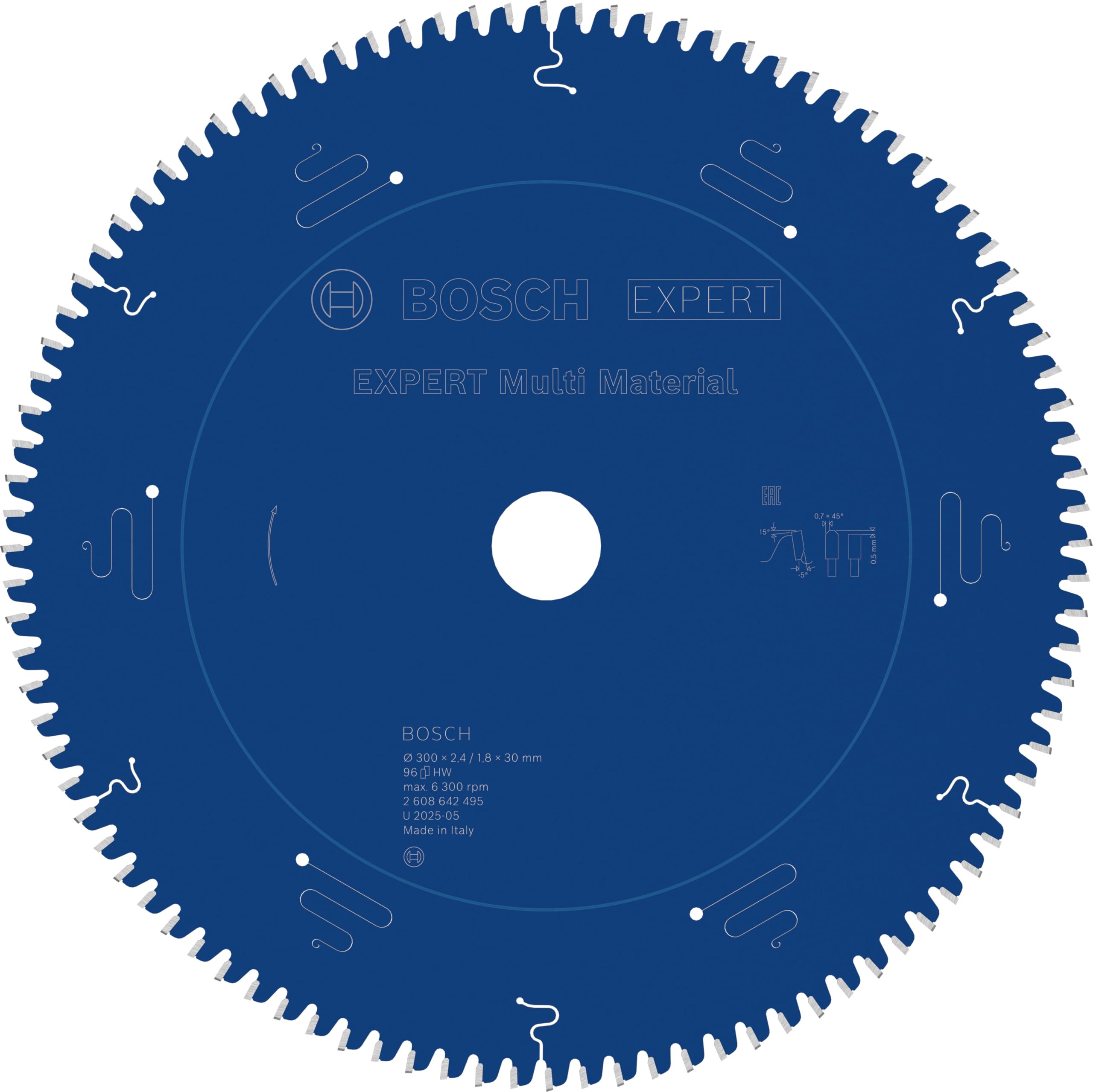 Bosch 2608642495 Lame de scie circulaire expert for multi material 300 x 30 x 2,4 mm 96, Bleu