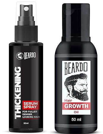 Beardo Beard & Hair Growth Oil (50ml) and Thickening Serum Spray (50ml)