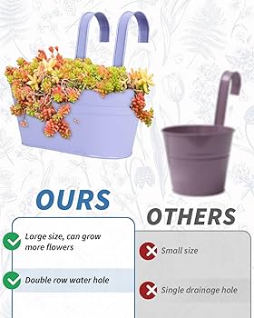 4pcs Large Hanging Flower Pots, Metal Iron Wall Planter Indoor/Outdoor