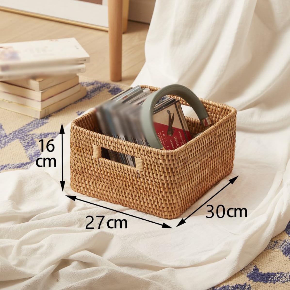 Amazon.co.jp: MJKQ9 収納バスケット 藤箱 収納ボクッス（籐