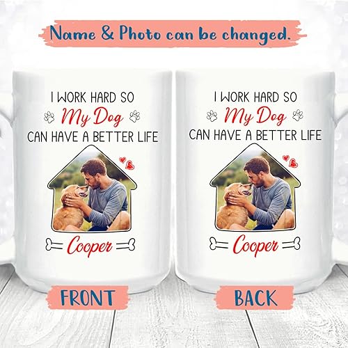 Miniatura 9 de Taza de café con nombre personalizado "Best Dog Mom Ever", regalo para mamá, mamá, madre, amante de los perros, taza de cerámica blanca