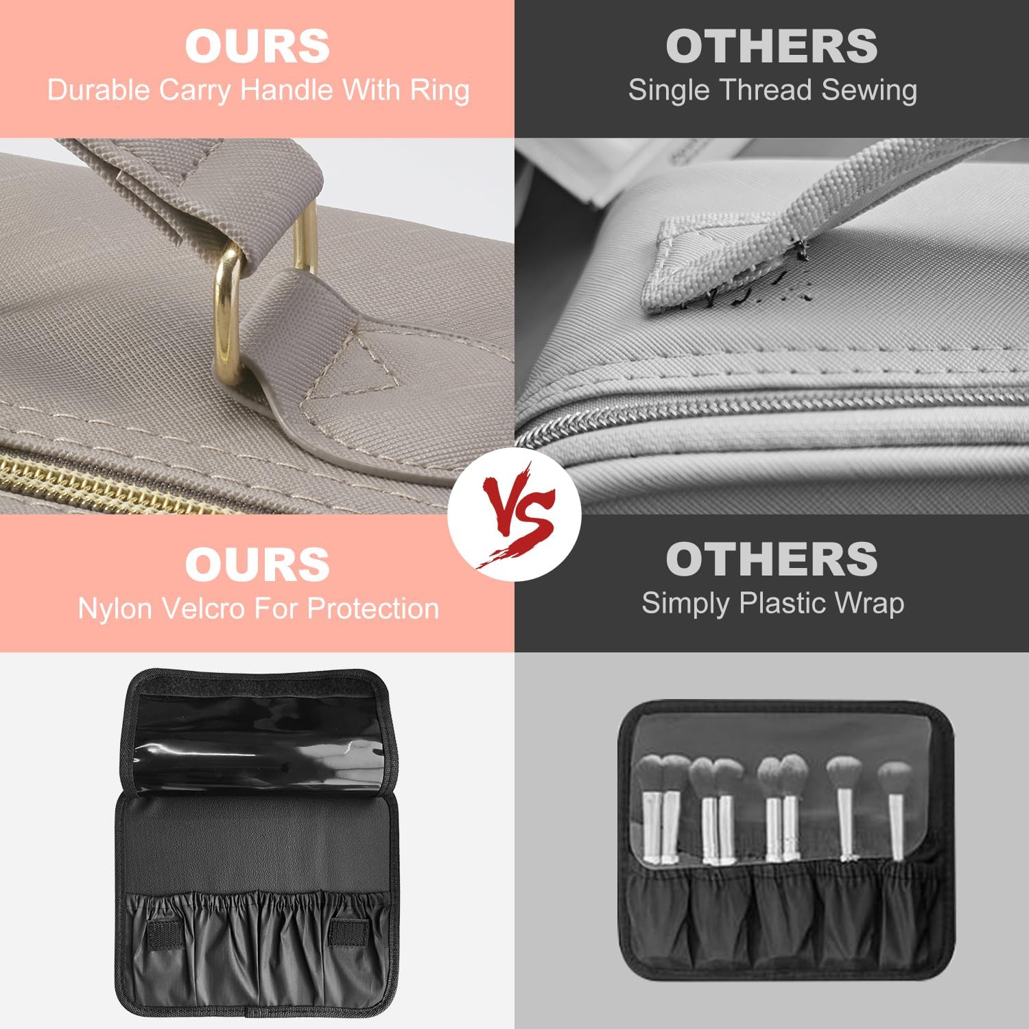 Mocado Travel Makeup Bag with LED Lighted Mirror,Travel Makeup Organizer,Makeup Case with 3 Color Lighted Setting and 10x Magnifying Mirror,Portable Storage and Adjustable Dividers Makeup Box(Grey) - Image 3