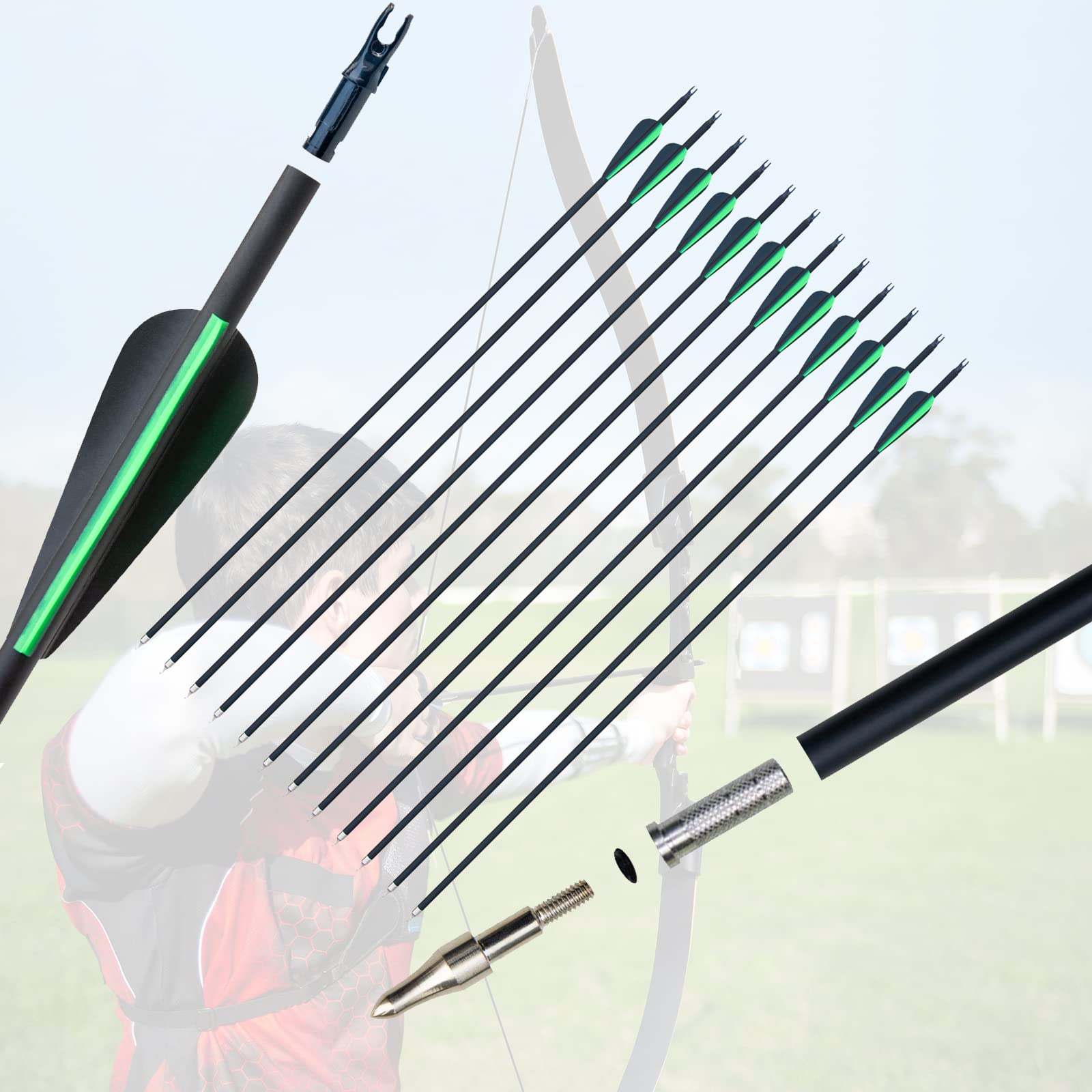 DD&Qarchery 57" arco ricurvo e set di frecce per adulti mano destra 30LBS 40LBS caccia Longbow Set per la pratica della caccia sport all'aperto