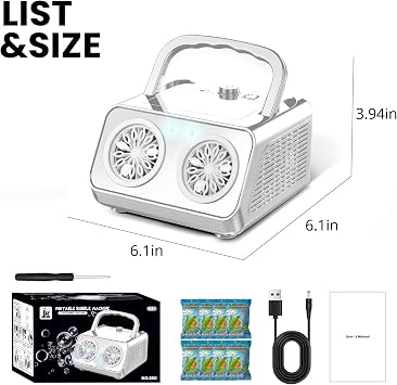 Tecnock Plug In Bubble Machine, Automatic Bubble Blower 20000+ Bubbles Per Min, Upgrade Bubble Maker for Kids Toddler, Portable Bubble Maker with 2 Fans,Outdoor Toys for Parties Birthday