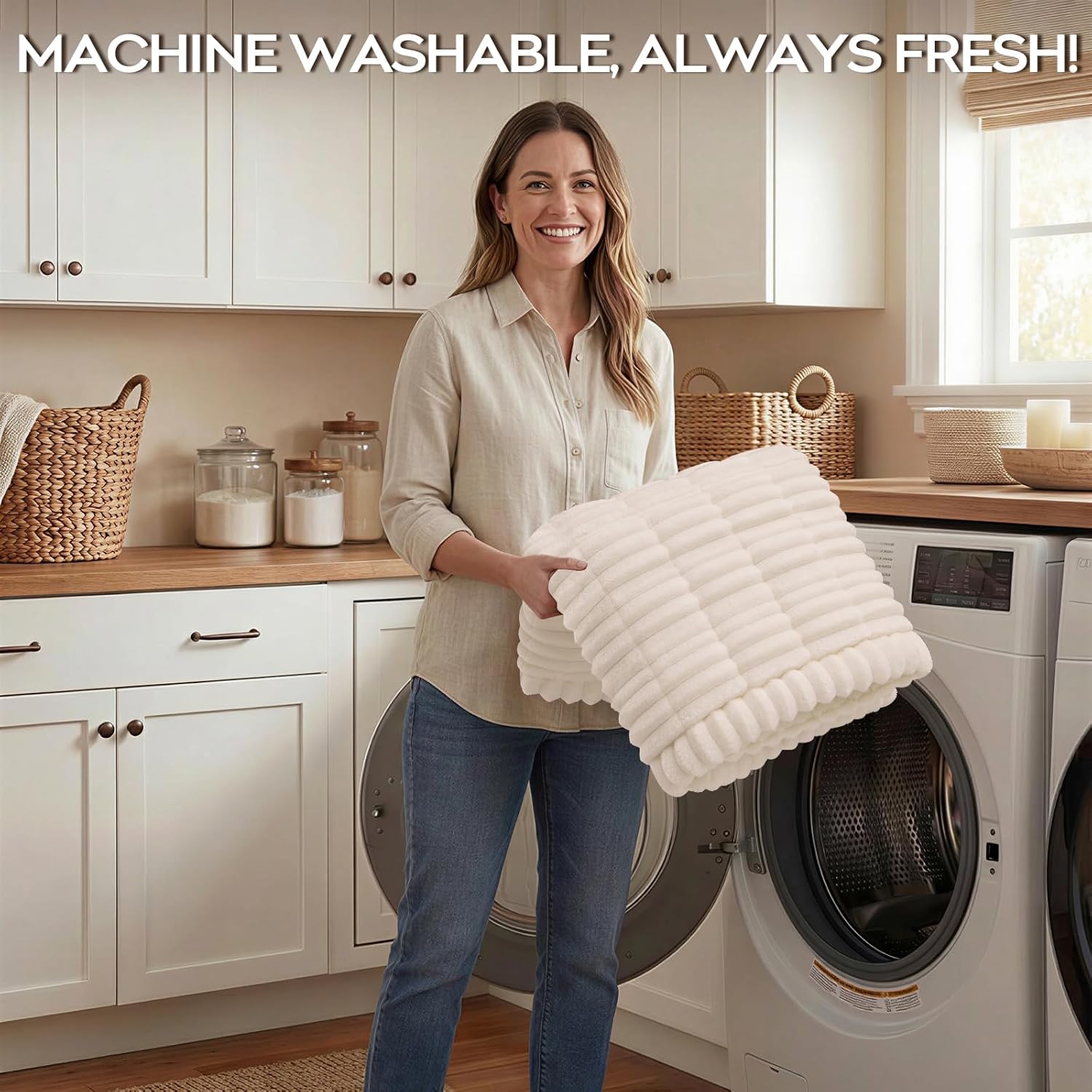 decorUhome Fuzzy Pet Couch Cover for Dogs, Non-Slip Sofa Covers for 3 Cushion Couch, Soft Thick Furniture Couch Protector, Washable Sofa Slipcovers, White, 27.6" x 70.9"