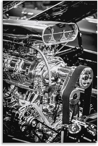 Póster retro de segunda generación Challenger Muscle Car Engine Lienzo Arte y Pared Impresión de Cuadro Moderno Familiar Dormitorio Decoración