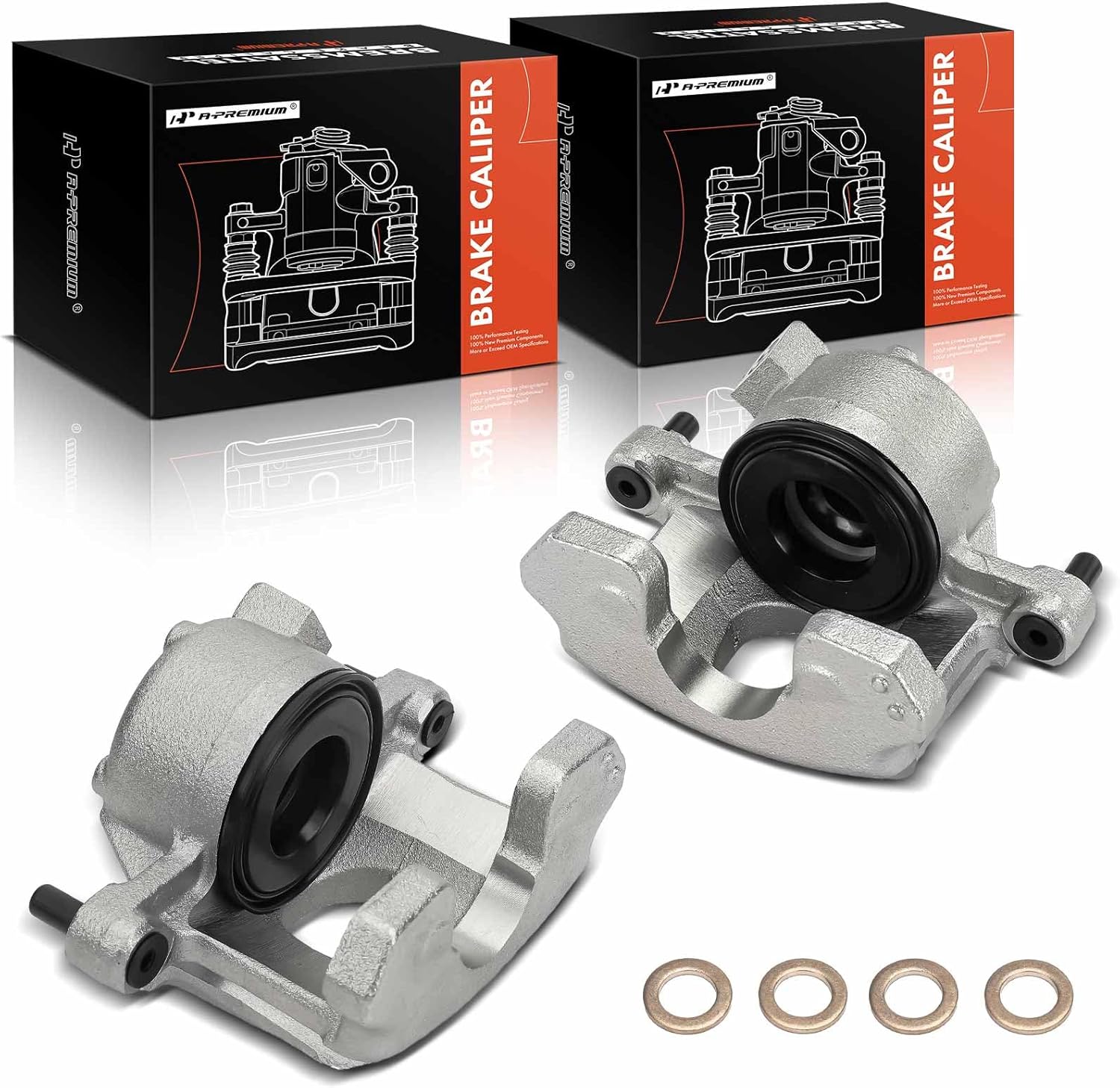 A-Premium Disc Brake Calipers Assembly Without Bracket Compatible with Ford Mustang, Country Squire, LTD Crown Victoria & Lincoln Continental, Town Car & Mercury Grand Marquis - Front Side, 2-PC Set