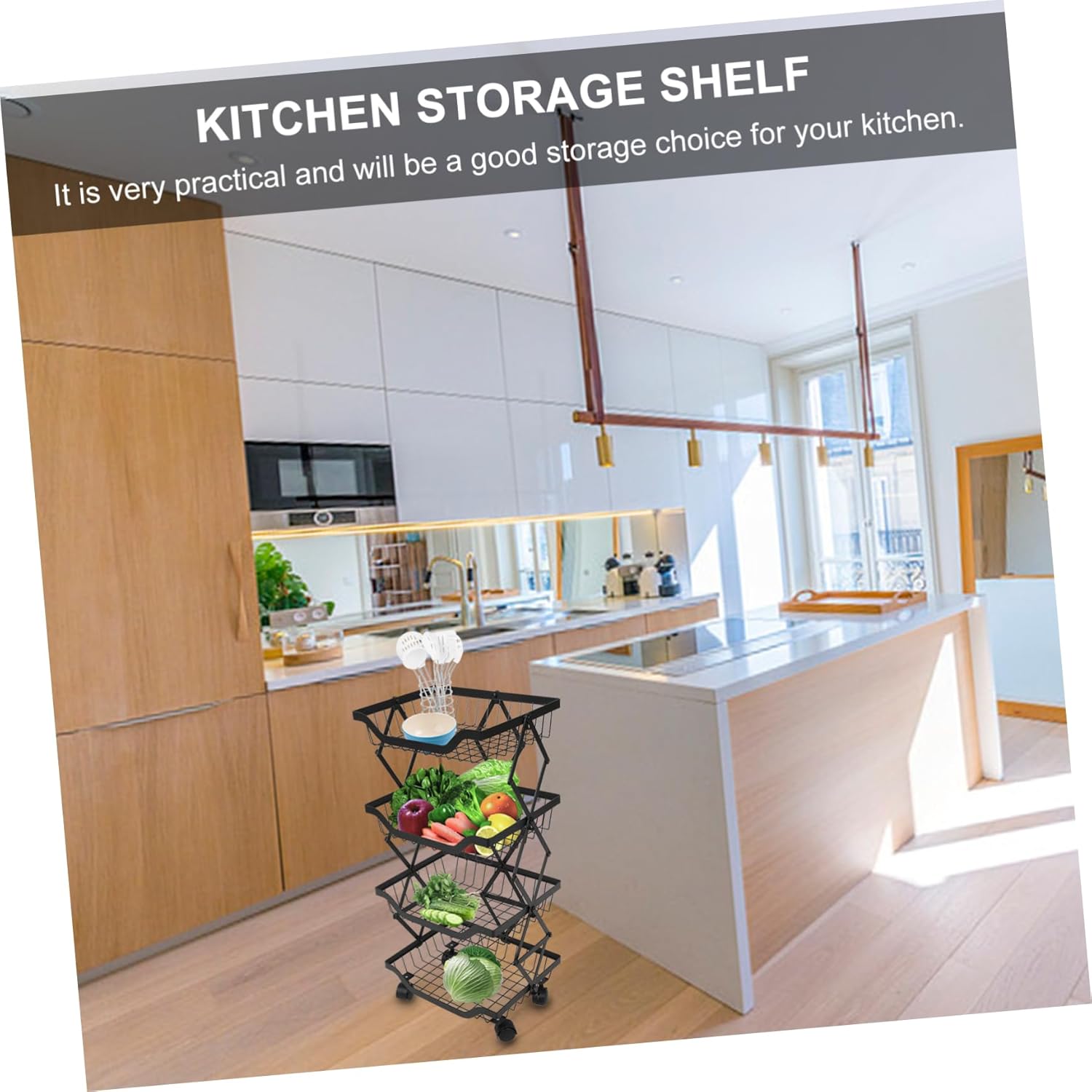 Kitchen Storage Cabinets Multifunctional Fruit Storage Rack Microwave Stand Shelf