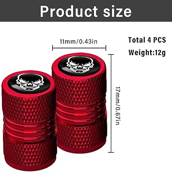 4PCS Red Universal Tyre Valve Stem Caps for Cars, Motorcycles & Bikes - Dust Cover for Wheel Tires