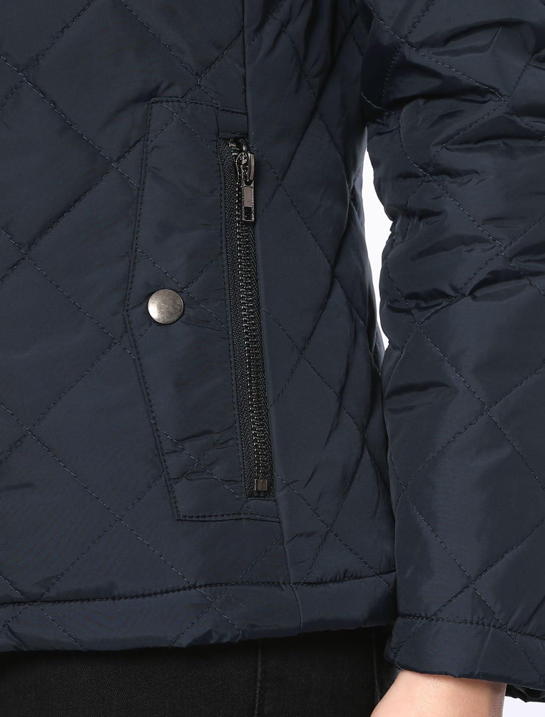 Allegra K Women's Stand Collar Zip Lightweight Quilted Jacket