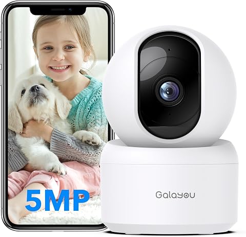 GALAYOU 3K(5MP) Babyphone Camera Surveillance WiFi - Camera Bebe Surveillance, Détection Humaine AI Suivi Intelligent 360° avec Enregistrement continu, Compatible avec Alexa