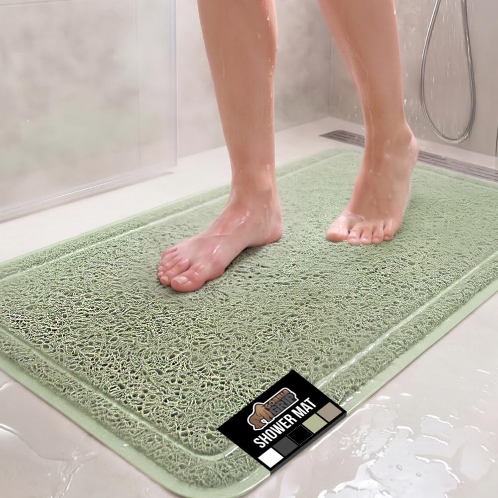 GORILLA GRIP Exfoliating Bath and Shower Mat, Textured Backing, 35x16 Sage