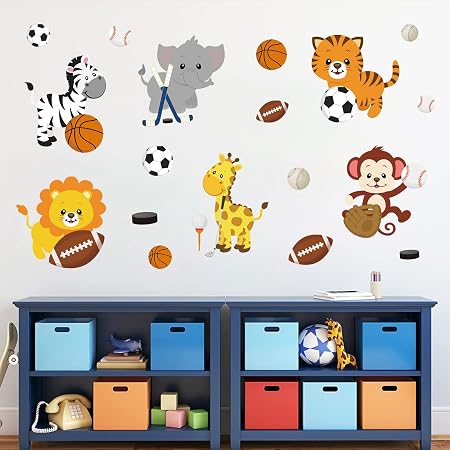 Supzone Cartoon Animal Sports Wall Decals - Peel & Stick Vinyl Stickers For Kids Room, Nursery, Playroom Decor - View #12