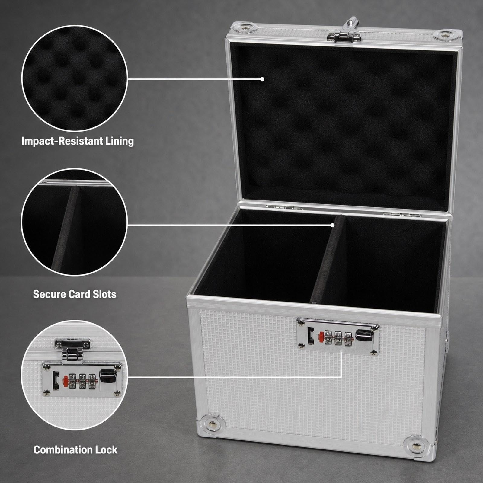 Gralara Custodia per Carte Collezionabili, Scatola Porta Carte Collezionabili, Protezione Portatile, Organizer per Carte da Gioco, Porta Carte da Baseball, Argento