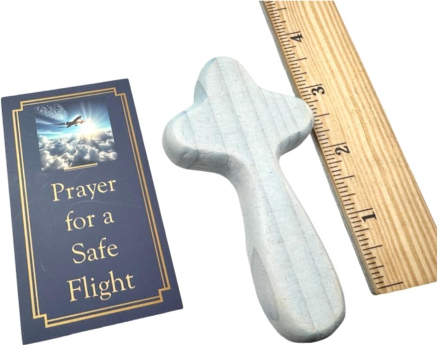 Westmon Works Prayer for a Safe Flight Comfort Cross Set with Holy Prayer Card
