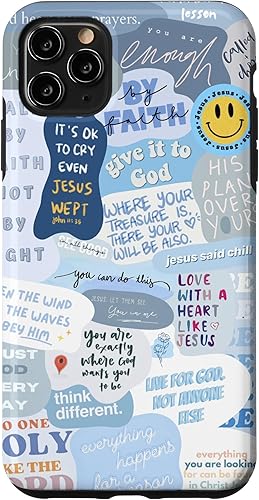 Funda estética para iPhone 11 Pro Max con versículos de la Biblia cristiana con citas positivas y frases