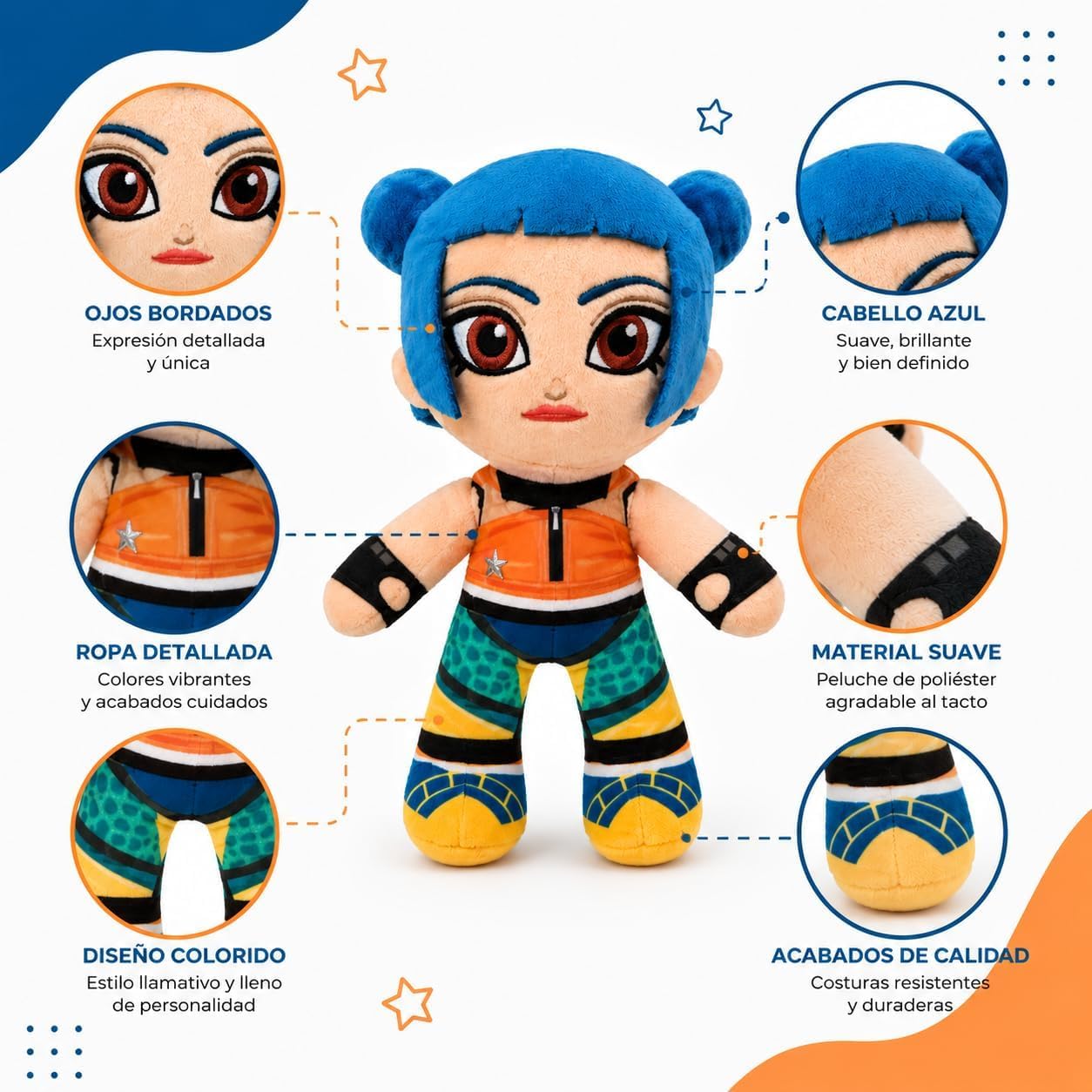 K-POP Juego de 3 Peluches Rumi Mira Zoey - altura 20 cm - Muñecas oficiales del trío coreano - Figuras de peluche suaves de colección K-Pop - Multicolor
