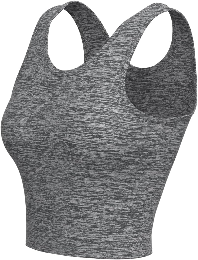 Women's Vest, Quick-Dry, Suitable for Running, Fitness, Casual, Short, Crop Top, No Bra Pads (Grey, Small)