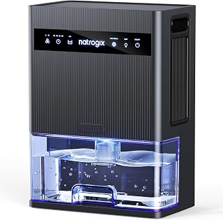 Natrogix CS3 106oz Quiet Dehumidifier for 1000 sq ft Home Basement Bedroom RV - Auto Shutoff Sleep Mode 7 Color Lights Grey