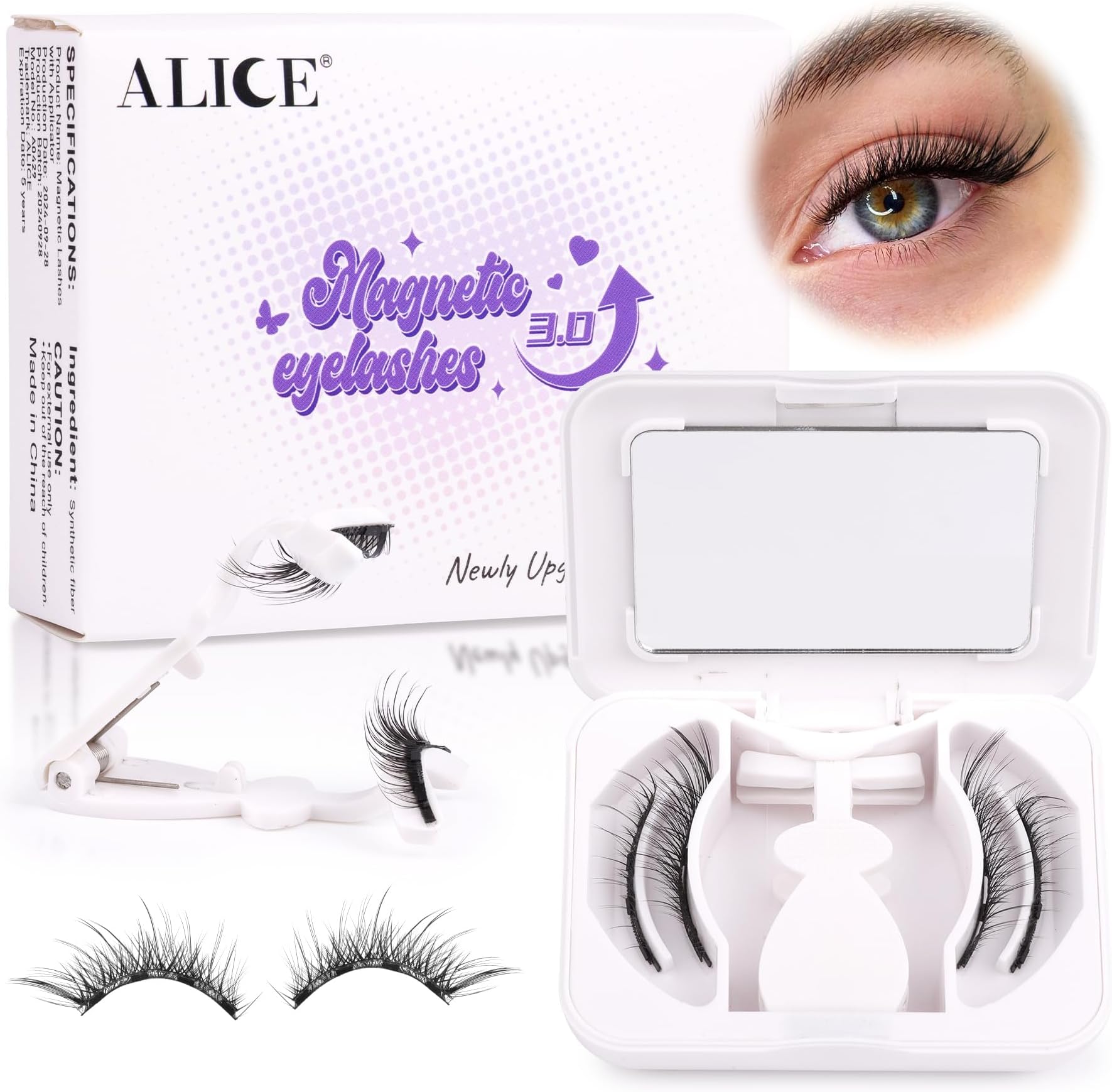 Amazon.com: ALICE Upgrade Magnetic Eyelashes Kit Natural Wipy Magnetic