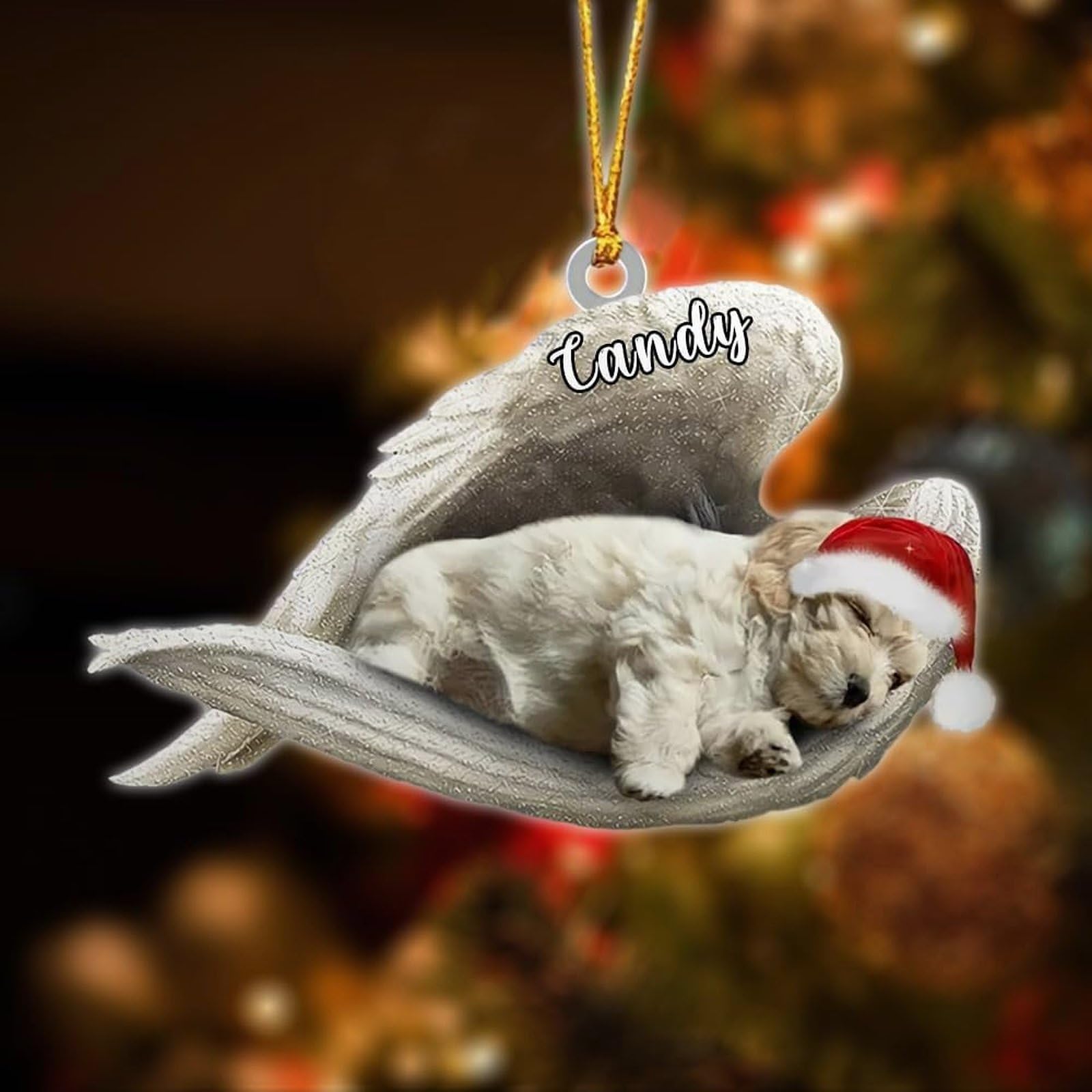 Luckluccy Custom Lhasa Apso Angel Christmas Ornament,Acrylic,Gifts for Dog Lovers,Tree Decor