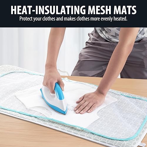 Vista 3 de Seiritex Tapete de planchado, almohadilla de planchar portátil de 39.4 x 18.9 pulgadas, tabla de planchar 5 en 1, manta de hierro de viaje